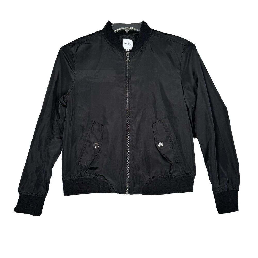 Kensie Jacket Women Small Black Casual Neutral Minimal Outdoors Utility Normcore